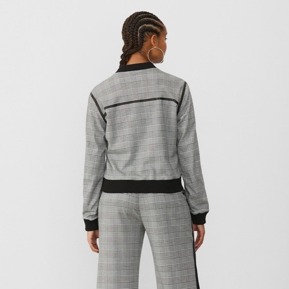 GSTQ - Women's Moto Gray Plaid Bomber Jacket Gray Size 2X - Picture 12 of 16